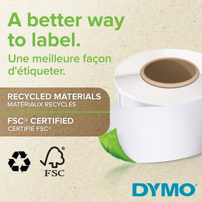 Dymo White Black Print Label, 101mm Width, 54mm Height, 220Per Roll Qty