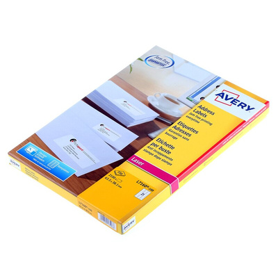 Avery White Adhesive Address Label Sheet, Pack of 100