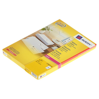 Avery White Adhesive Address Label Sheet, Pack of 100