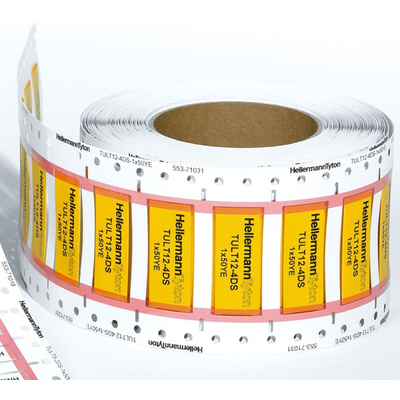 HellermannTyton TULT DS Yellow Heatshrink Labels, 6mm Width, 50mm Height, 1000 Qty