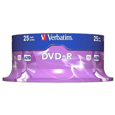 Verbatim DVD+R, 4.7 GB, 16X, 25 Pack