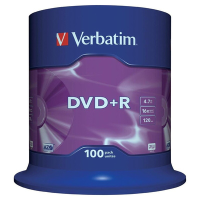 Verbatim DVD+R, 4.7 GB, 16X, 100 Pack