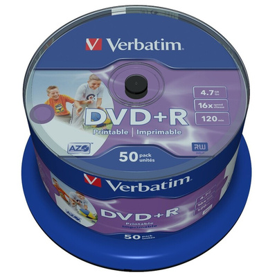 Verbatim DVD+R, 4.7 GB, 16X, 50 Pack