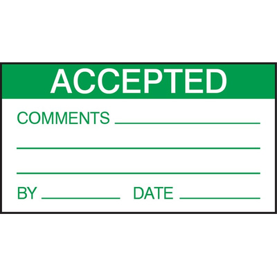 RS PRO Adhesive Pre-Printed Adhesive Label-Accepted-. Quantity: 30