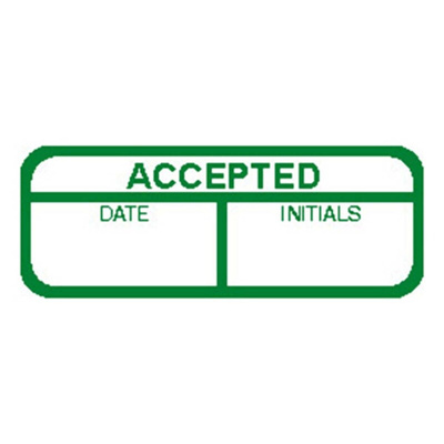 RS PRO Adhesive Pre-Printed Green Label-Accepted-. Quantity: 120