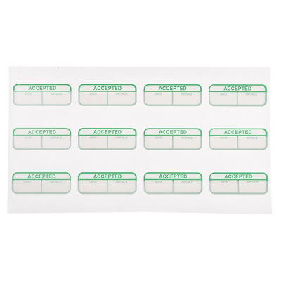 RS PRO Adhesive Pre-Printed Green Label-Accepted-. Quantity: 120