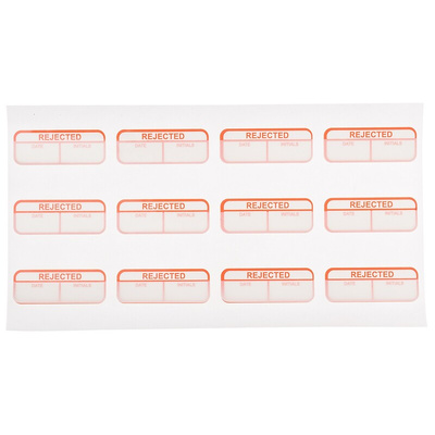 RS PRO Adhesive Pre-Printed Red Label-Rejected-. Quantity: 120