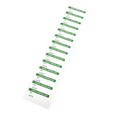 RS PRO Adhesive Pre-Printed Adhesive Label-Date Installed-. Quantity: 140
