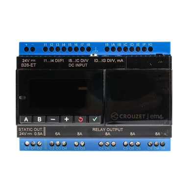 Crouzet em4 Series PLC CPU, PWM, Relay Output, 12 (Digital/Analogue), 4 (Digital)-Input, Analogue, Digital Input
