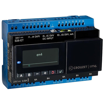 Crouzet em4 Series PLC CPU Starter Kit, PWM, Relay Output, 12 (Digital/Analogue), 4 (Digital)-Input, Analogue, Digital