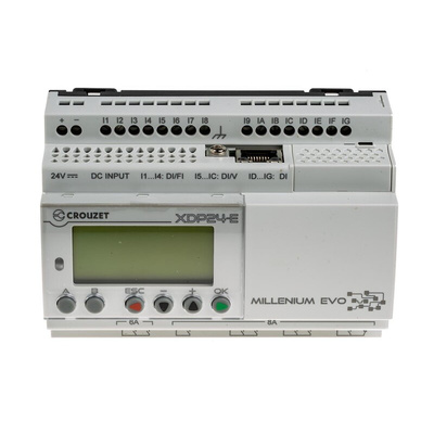 Crouzet Millenium Evo Series PLC CPU for Use with PLC, Relay Output, 16 (Digital)-Input, Digital Input