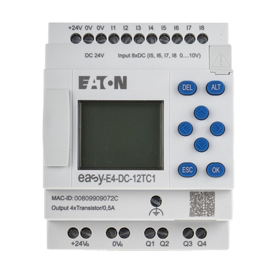 Eaton EasyE4 Series Logic Module, 24 V dc Supply, Transistor Output, 4 (Analogue), 8 (Digital)-Input, Analogue, Digital