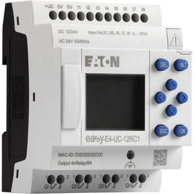 Eaton EasyE4 Series Logic Module, 12 V dc, 24 V dc Supply, Relay Output, 4 (Analogue), 8 (Digital)-Input, Analogue,