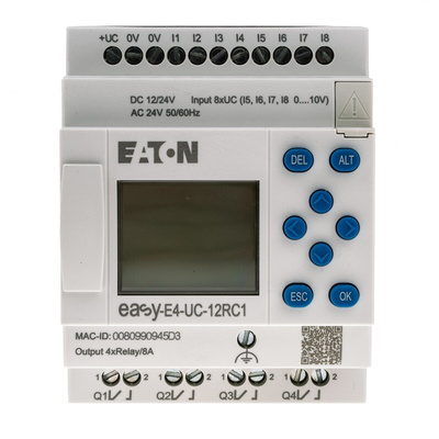 Eaton EasyE4 Series Logic Module, 12 V dc, 24 V dc Supply, Relay Output, 4 (Analogue), 8 (Digital)-Input, Analogue,