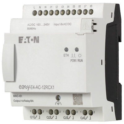 Eaton EasyE4 Series Control Relay, 100 → 240 V ac/dc Supply, Digital, Relay Output, 8-Input, Digital Input