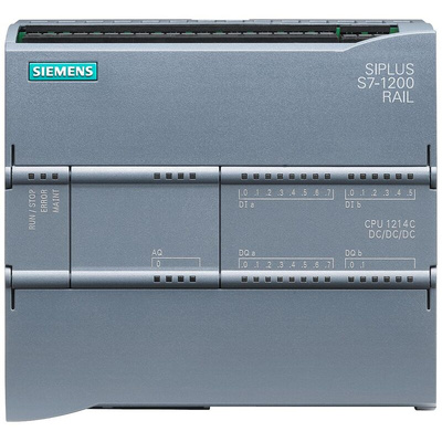 Siemens SIPLUS S7-1200 CPU 1214C Series PLC CPU for Use with SIPLUS S7-1200, Transistor Output, 10-Input, Analog Input