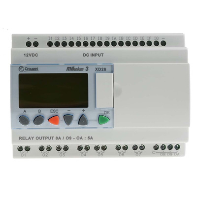Crouzet Millenium 3 Series Logic Module, 12 V dc Supply, Relay Output, 16-Input, Analogue, Digital Input