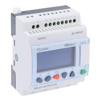 Crouzet Millenium 3 Series Logic Module, 24 V ac Supply, Relay Output, 8-Input, Digital Input