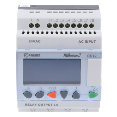 Crouzet Millenium 3 Series Logic Module, 24 V ac Supply, Relay Output, 8-Input, Digital Input
