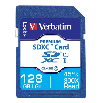 Verbatim 128 GB SDXC SD Card, Class 10, UHS-1 U1