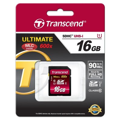 Transcend 16 GB SDHC SD Card, Class 10, UHS-1 U1