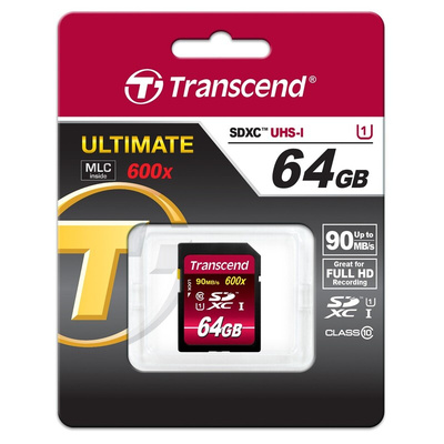 Transcend 64 GB SDXC SD Card, Class 10, UHS-1 U1