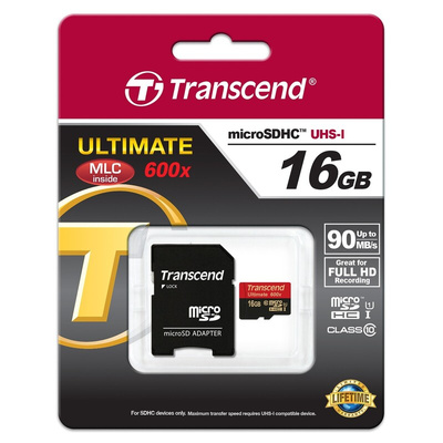 Transcend 16 GB MicroSDHC, MicroSDXC Micro SD Card, Class 10, UHS-1 U1