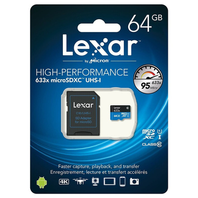 Lexar 64 GB Industrial MicroSDXC Micro SD Card, Class 10, UHS-1 U1
