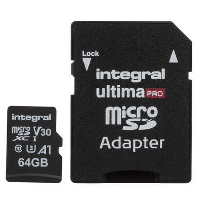 Integral Memory 64 GB MicroSDXC Micro SD Card, Class 10, UHS-1 U3