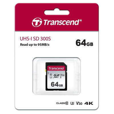 Transcend 64 GB SDXC SD Card, Class 10, UHS-I U1, UHS-I U3, V30