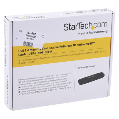 StarTech.com 2 port USB 3.1 External Card Reader Writer for MicroSD, SD Memory Cards