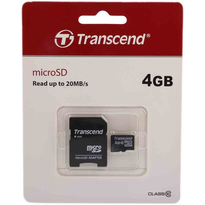 Transcend 4 GB MicroSDHC Micro SD Card, Class 10