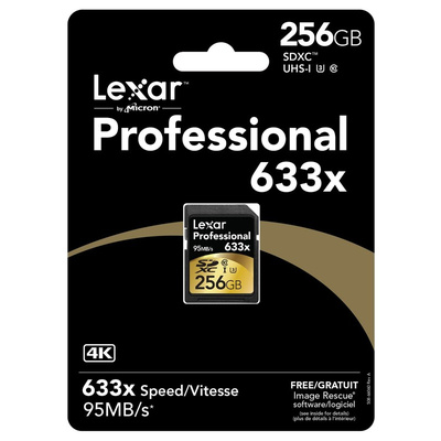 Lexar 256 GB SDXC SD Card, Class 10, UHS-1 U3