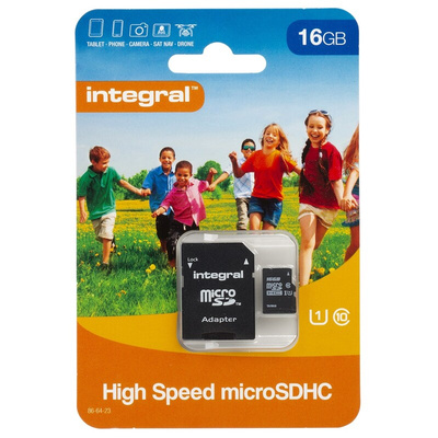 Integral Memory 16 GB MicroSDHC Micro SD Card, Class 10, UHS-1 U1