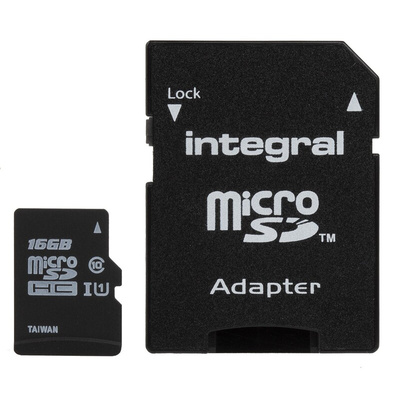 Integral Memory 16 GB MicroSDHC Micro SD Card, Class 10, UHS-1 U1