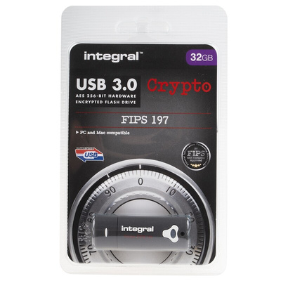 Integral Memory Crypto 32 GB USB 3.0 Hardware Encrypted Flash Drive