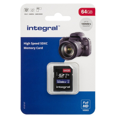 Integral Memory 64 GB SDXC SD Card, Class 10, UHS-1 U1