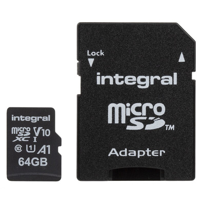 Integral Memory 64 GB MicroSDXC Micro SD Card, Class 10, UHS-1 U1
