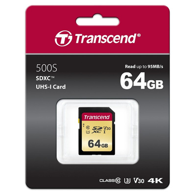 Transcend 64 GB SDHC, SDXC SD Card, Class 10, U3, V0