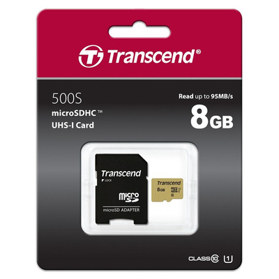 Transcend 8 GB MicroSDHC Micro SD Card, Class 10, UHS-I U1, UHS-I U3, V30
