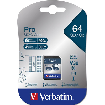 Verbatim 64 GB SDXC SD Card, Class 3