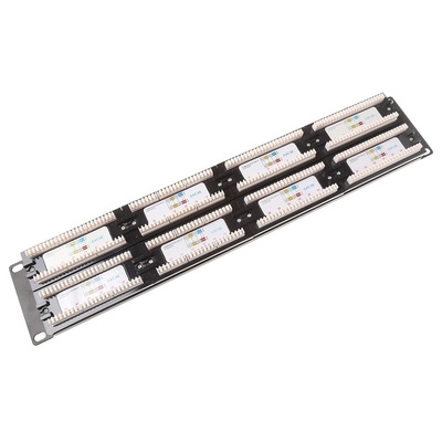 RS PRO Cat5e 48 Port RJ45 RJ Patch Panel UTP 2U Black