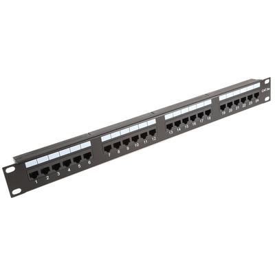 RS PRO Cat5e 24 Port RJ45 RJ Patch Panel UTP 1U Black
