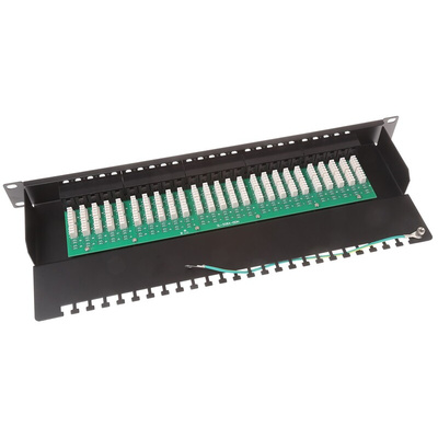 RS PRO Cat3 50 Port RJ45 Voice Patch Panel UTP 1U Black