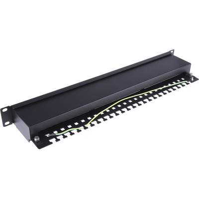 RS PRO Cat5e 24 Port RJ45 RJ Patch Panel STP 1U Black