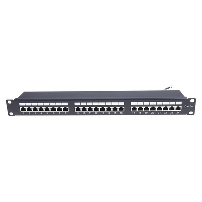 RS PRO Cat5e 24 Port RJ45 RJ Patch Panel STP 1U Black