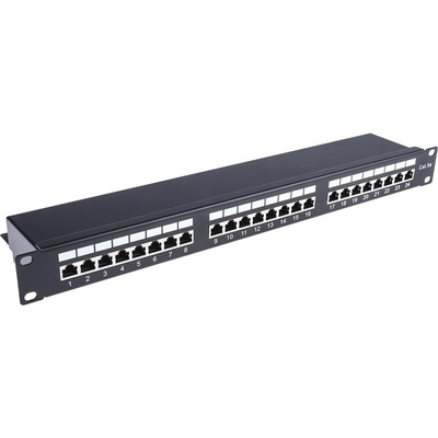 RS PRO Cat5e 24 Port RJ45 RJ Patch Panel STP 1U Black