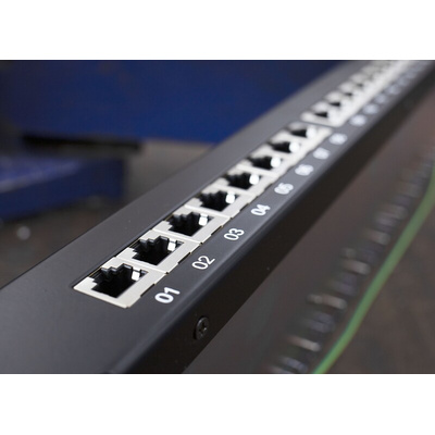 RS PRO Cat6 24 Port RJ45 RJ Patch Panel STP 1U Black