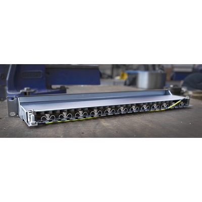 RS PRO Cat6 24 Port RJ45 RJ Patch Panel STP 1U Black