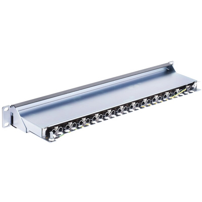 RS PRO Cat6 24 Port RJ45 RJ Patch Panel STP 1U Black